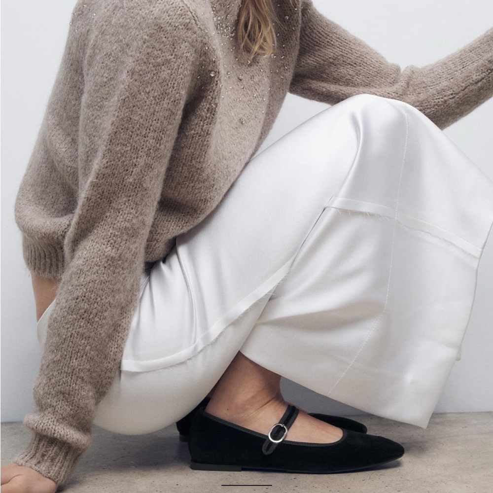 Zara velvet ballet flats Mary Jane